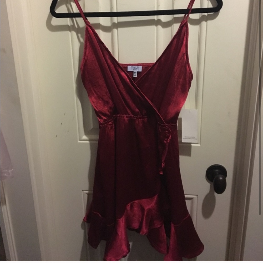 Tobi Just Like Us Satin Wrap Dress